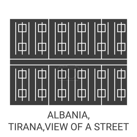 Illustration for Albania, Tirana,View Of A Street travel landmark line vector illustration - Royalty Free Image