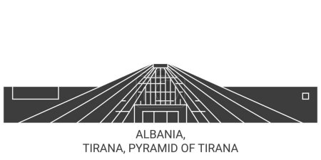 Illustration for Albania, Tirana, Pyramid Of Tirana travel landmark line vector illustration - Royalty Free Image