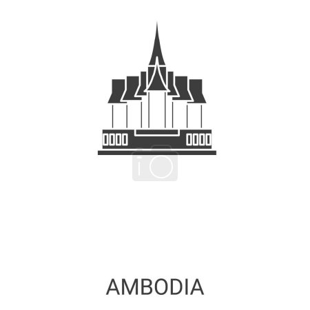 Illustration for Cambodia travel landmark line vector illustration - Royalty Free Image