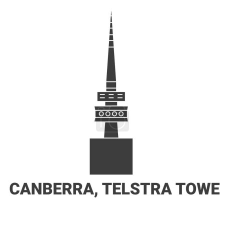 Téléchargez les illustrations : Australie, Canberra, Telstra Towe, illustration vectorielle de ligne de repère de voyage - en licence libre de droit