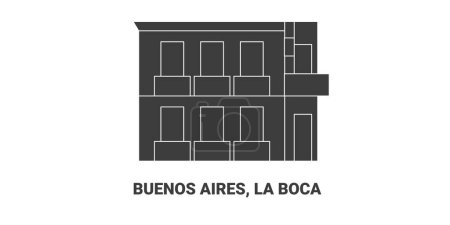 Illustration for Argentina, Buenos Aires, La Boca, travel landmark line vector illustration - Royalty Free Image