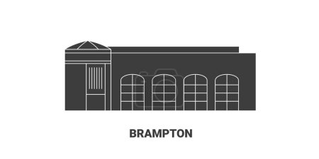 Téléchargez les illustrations : Canada, Brampton illustration vectorielle de ligne de repère de voyage - en licence libre de droit