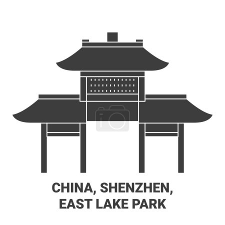 Illustration for China, Shenzhen, East Lake Park travel landmark line vector illustration - Royalty Free Image