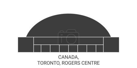 Téléchargez les illustrations : Canada, Toronto, Rogers Centre illustration vectorielle de ligne historique de voyage - en licence libre de droit