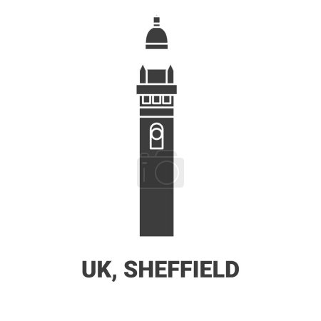 Illustration for England, Sheffield travel landmark line vector illustration - Royalty Free Image