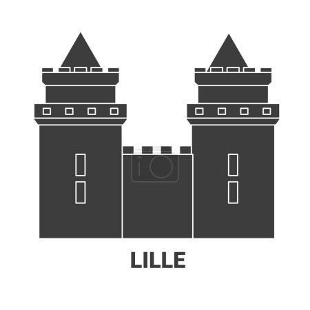Ilustración de Francia, Lille viaje hito línea vector ilustración - Imagen libre de derechos