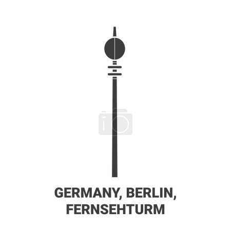 Illustration for Germany, Berlin, Fernsehturm travel landmark line vector illustration - Royalty Free Image