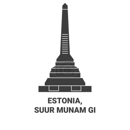 Illustration for Estonia, Suur Munamgi travel landmark line vector illustration - Royalty Free Image