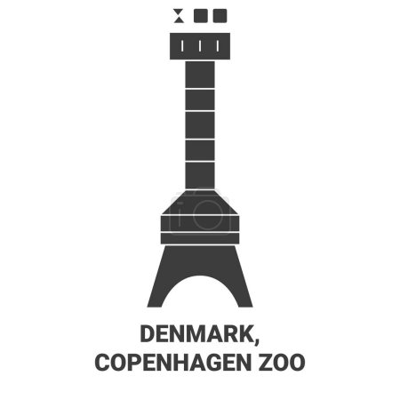 Téléchargez les illustrations : Danemark, Copenhague Zoo Voyage illustration vectorielle de ligne historique - en licence libre de droit