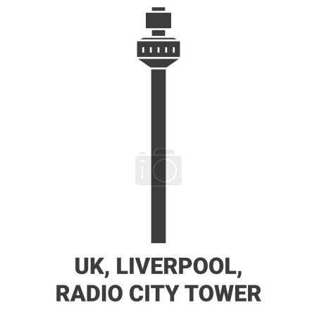 Illustration for England, Liverpool, Radio City Tower travel landmark line vector illustration - Royalty Free Image