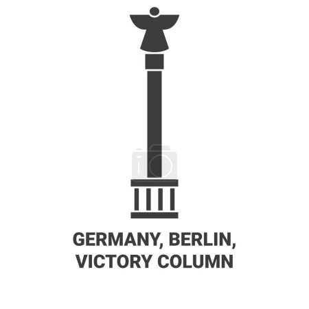 Illustration for Germany, Berlin, Victory Column travel landmark line vector illustration - Royalty Free Image