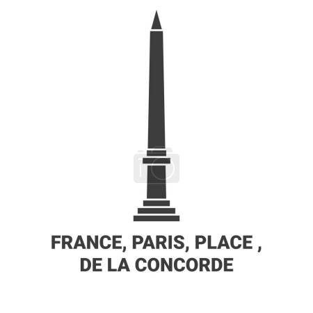 Illustration for France, Paris, Place , De La Concorde travel landmark line vector illustration - Royalty Free Image