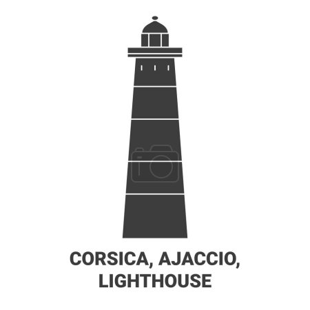 Téléchargez les illustrations : France, Corse, Ajaccio, Illustration vectorielle de ligne de repère de voyage de phare - en licence libre de droit