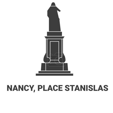 Téléchargez les illustrations : France, Nancy, Place Stanislas, illustration vectorielle de ligne de repère de voyage - en licence libre de droit