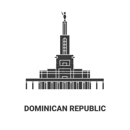 Téléchargez les illustrations : Illustration vectorielle de ligne de voyage République dominicaine - en licence libre de droit