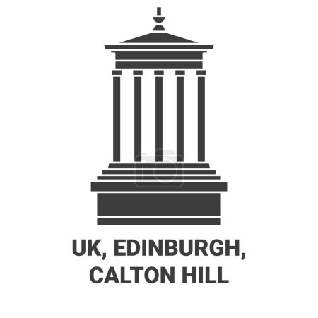 Illustration for England, Edinburgh, Calton Hill travel landmark line vector illustration - Royalty Free Image
