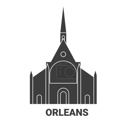 Illustration for France, Orleans travel landmark line vector illustration - Royalty Free Image