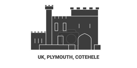 Illustration for England, Plymouth, Cotehele, travel landmark line vector illustration - Royalty Free Image