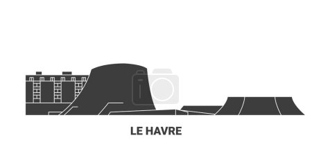 Illustration for France, Le Havre travel landmark line vector illustration - Royalty Free Image