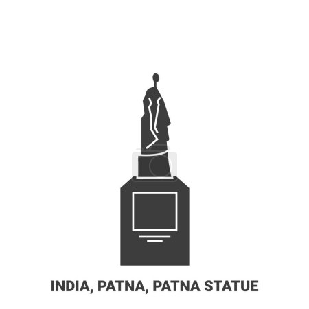 Illustration for India, Patna, Patna Statue travel landmark line vector illustration - Royalty Free Image