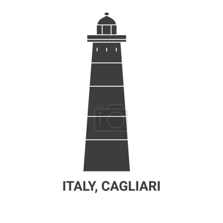 Ilustración de Italia, Cagliari viaje hito línea vector ilustración - Imagen libre de derechos