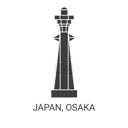 Téléchargez les illustrations : Japon, Osaka illustration vectorielle de ligne de repère Voyage - en licence libre de droit