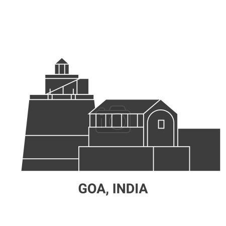 Illustration pour Inde, Goa Travel illustration vectorielle de ligne historique - image libre de droit