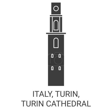 Illustration for Italy, Turin, Turin Cathedral travel landmark line vector illustration - Royalty Free Image