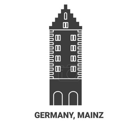 Téléchargez les illustrations : Allemagne, Mayence voyages point de repère illustration vectorielle ligne - en licence libre de droit