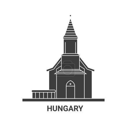 Illustration for Hungary, travel landmark line vector illustration - Royalty Free Image