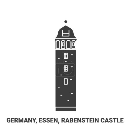 Ilustración de Alemania, Essen, Rabenstein Castillo de viaje hito línea vector ilustración - Imagen libre de derechos