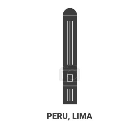 Téléchargez les illustrations : Pérou, Lima illustration vectorielle de ligne de repère de voyage - en licence libre de droit