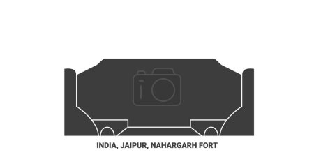 Ilustración de India, Jaipur, Nahargarh Fort viaje hito línea vector ilustración - Imagen libre de derechos