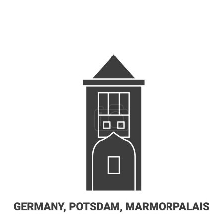Germany, Potsdam, Marmorpalais travel landmark line vector illustration