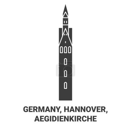 Illustration for Germany, Hannover, Aegidienkirche travel landmark line vector illustration - Royalty Free Image