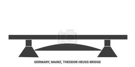 Illustration for Germany, Mainz, Theodor Heuss Bridge travel landmark line vector illustration - Royalty Free Image