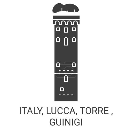 Illustration for Italy, Lucca, Torre , Guinigi travel landmark line vector illustration - Royalty Free Image