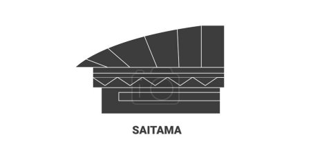 Ilustración de Japón, Saitama viaje hito línea vector ilustración - Imagen libre de derechos