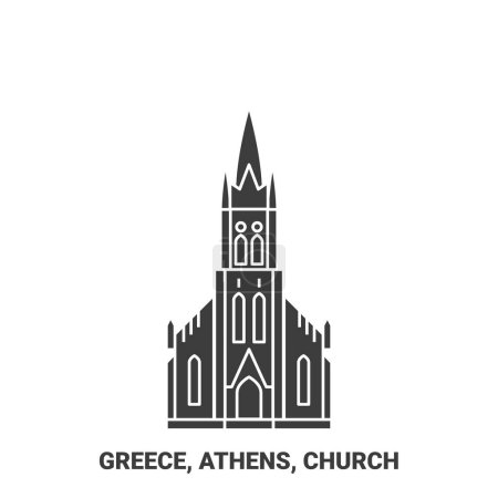 Illustration for Greece, Athens, Church travel landmark line vector illustration - Royalty Free Image