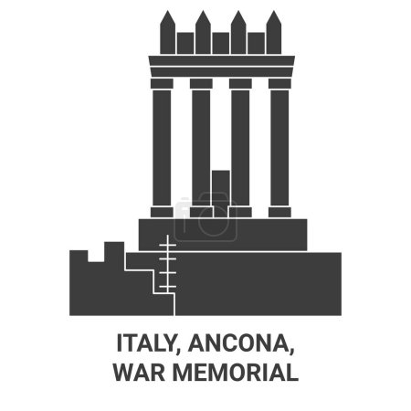 Illustration for Italy, Ancona, War Memorial travel landmark line vector illustration - Royalty Free Image