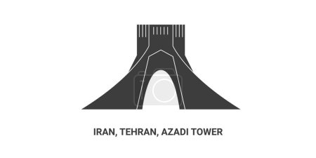 Illustration for Iran, Tehran, Azadi Tower, travel landmark line vector illustration - Royalty Free Image