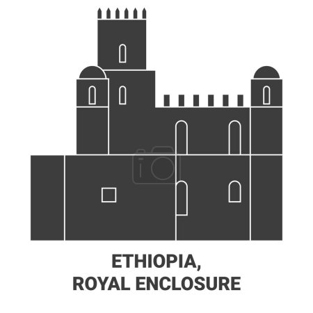 Téléchargez les illustrations : Ethiopie, Illustration vectorielle de ligne historique de voyage de Royal Enclosure - en licence libre de droit