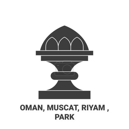 Illustration for Oman, Muscat, Riyam , Park travel landmark line vector illustration - Royalty Free Image