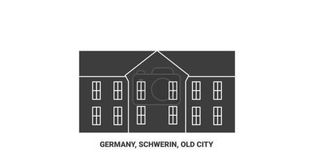 Téléchargez les illustrations : Allemagne, Schwerin, Voyages Illustration vectorielle de ligne de repère de voyage - en licence libre de droit