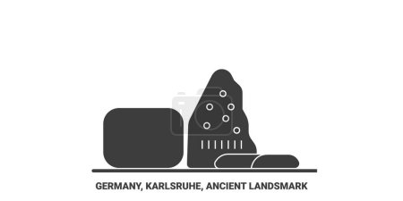 Illustration for Germany, Karlsruhe, Travels Landsmark travel landmark line vector illustration - Royalty Free Image