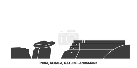 Ilustración de India, Kerala, Viajes Lugares de interés de viaje hito línea vector ilustración - Imagen libre de derechos