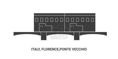 Ilustración de Italia, Florencia, Ponte Vecchio, ilustración de vector de línea hito de viaje - Imagen libre de derechos