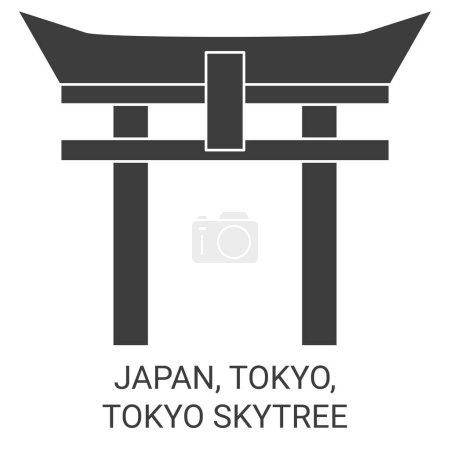 Ilustración de Japón, Tokio, Tokio Skytree recorrido hito línea vector ilustración - Imagen libre de derechos