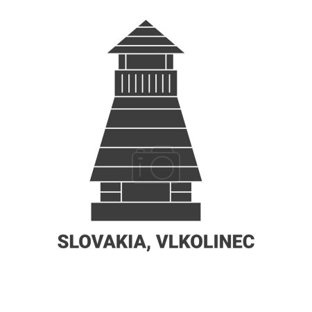 Illustration for Slovakia, Vlkolinec travel landmark line vector illustration - Royalty Free Image
