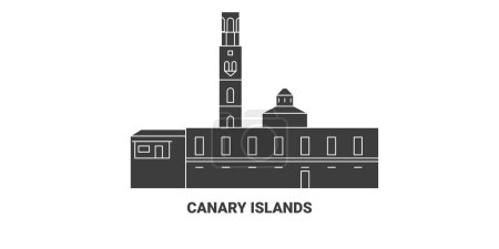 Illustration for Spain, Canary Islands travel landmark line vector illustration - Royalty Free Image